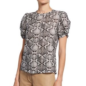 A.L.C. Kati Snake Print Puff Sleeve Top